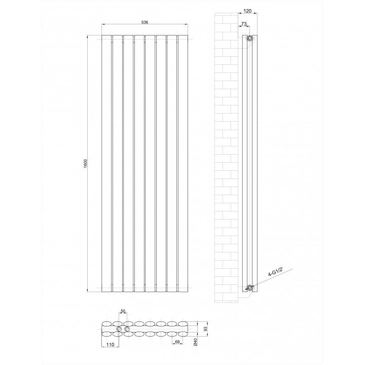 1600 x 536 mm Doppellagig Mittelanschluss Anthrazit Paneelheizkörper NEU Ellipse Design 1600 x 536 mm Doppellagig Mittelanschluss Anthrazit Paneelheizkörper NEU Ellipse Design