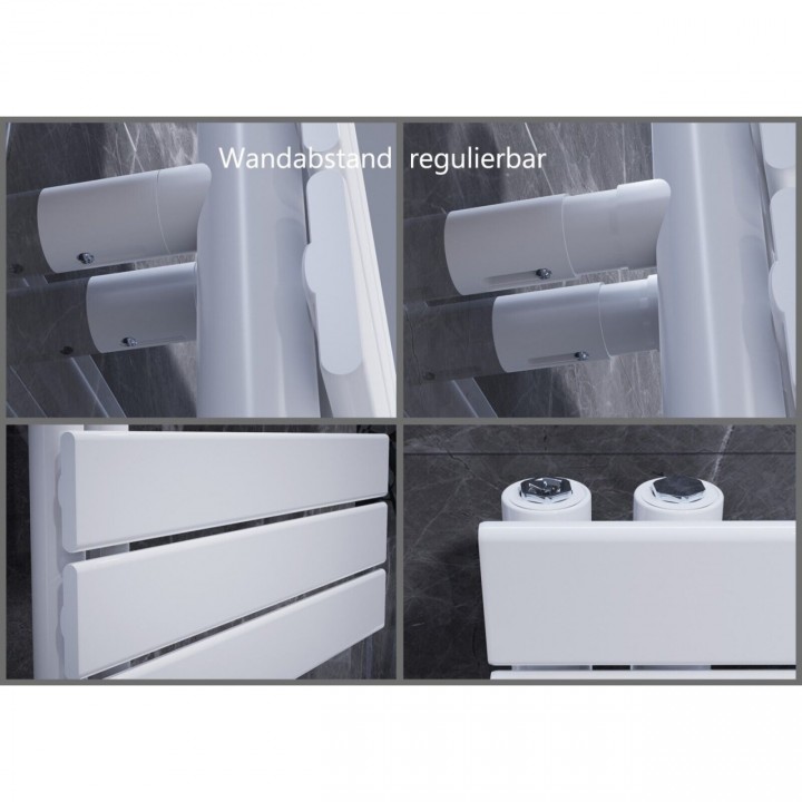 Flach Design Badheizkörper Handtuchwärmer Mittelanschluss Weiß 1576x600mm