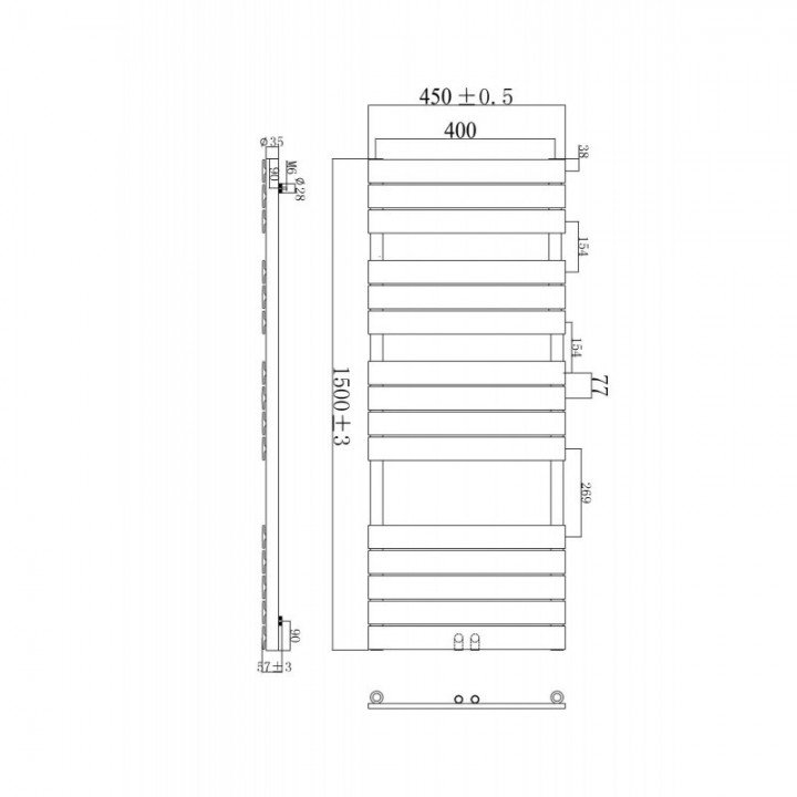 1500 x 450 mm Flach Weiß Badheizkörper Handtuchwärmer 1500 x 450 mm Flach Weiß Badheizkörper Handtuchwärmer
