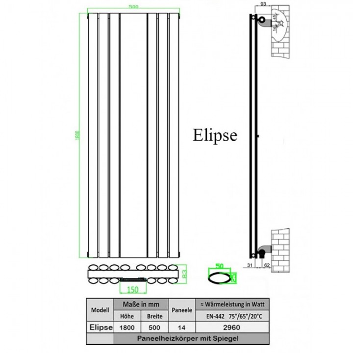 Spiegel Paneelheizkörper 1800x553 Doppellagig Anthrazit Ellipse Mittelanschluss Spiegel Paneelheizkörper 1800x553 Doppellagig Anthrazit Ellipse Mittelanschluss