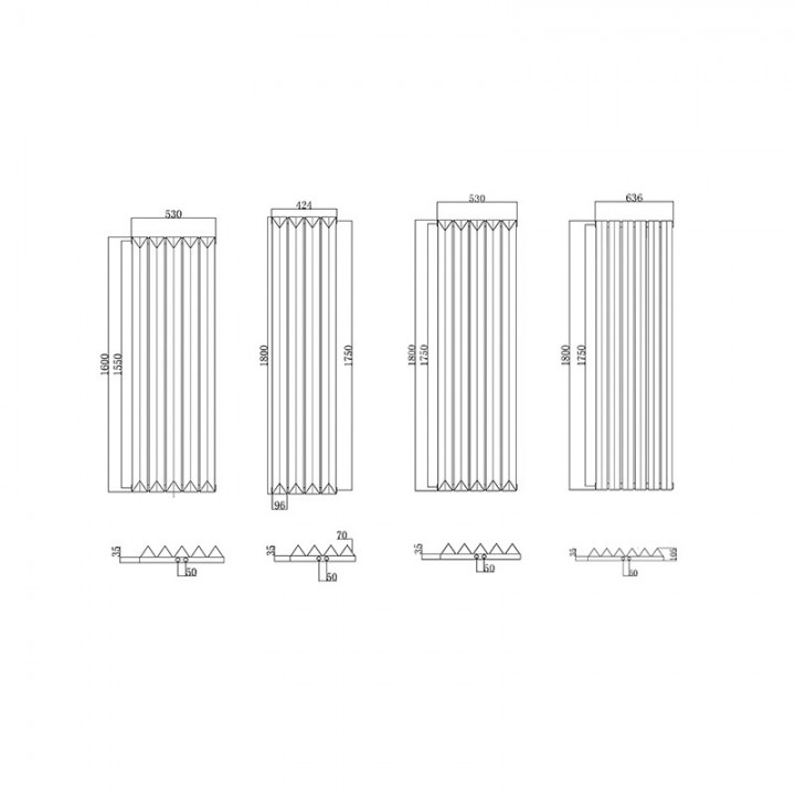 1800 x 636 mm Ein-Triple Seitenanschluss Paneelheizkörper Weiß 1800 x 636 mm Ein-Triple Seitenanschluss Paneelheizkörper Weiß