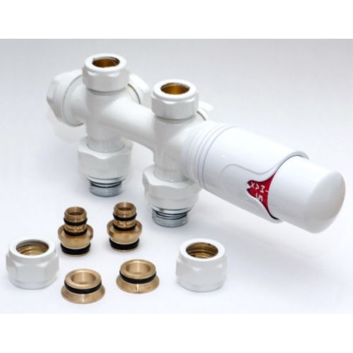 Heizkörper Armatur-Set für Mittelanschluss 50mm Eck Multiblock