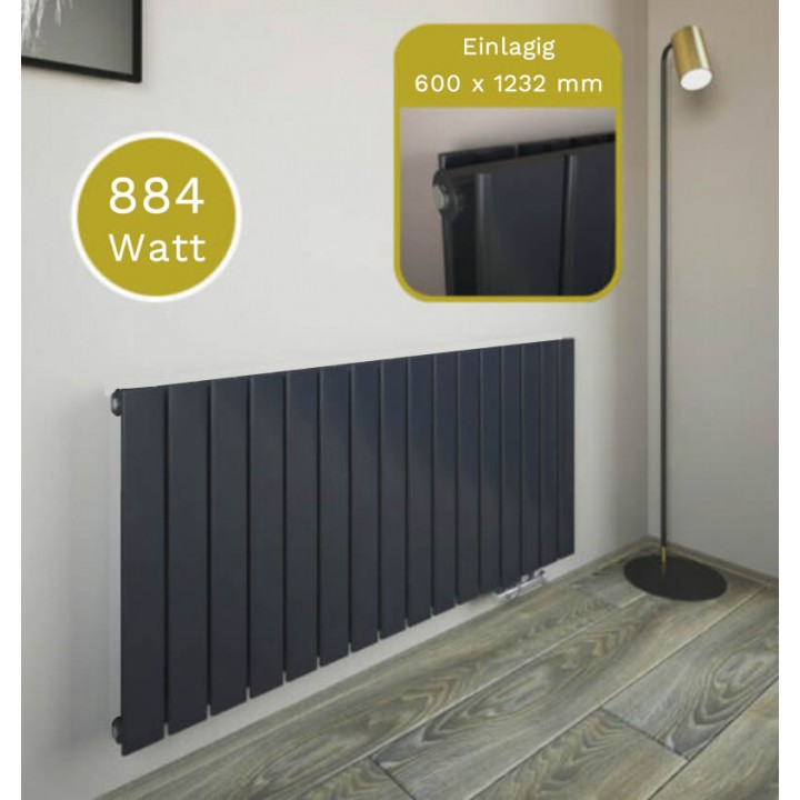 600x1232 mm Einlangig Anthrazit Flach Heizkörper Paneelheizkörper Horizontal Badheizkörper 600x1232 mm Einlangig Anthrazit Flach Heizkörper Paneelheizkörper Horizontal Badheizkörper