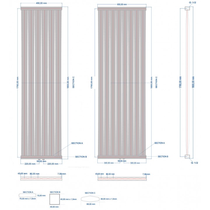 Paneelheizkörper 1800x490 Radfin-Diamond Anthrazit Seitenanschluss Paneelheizkörper 1800x490 Radfin-Diamond Anthrazit Seitenanschluss