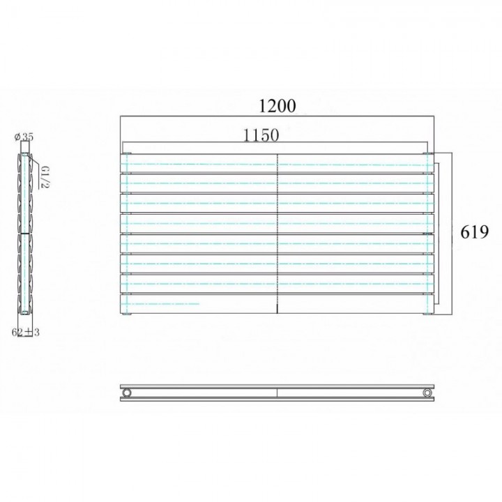 619 x 1200 mm Anthrazit Horizontal Paneelheizkörper Flach Seitenanschluss 619 x 1200 mm Anthrazit Horizontal Paneelheizkörper Flach Seitenanschluss