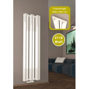 1800x489 mm Doppel-Triple Mittelanschluss Paneelheizkörper Weiß