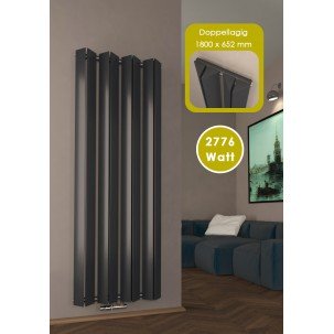 1800x652 mm Doppel-Triple Mittelanschluss Paneelheizkörper Anthrazit