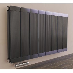 600 x 1260 mm Aluminium Anthrazit Horizontal Heizkörper Seiten & Mittelanschluss