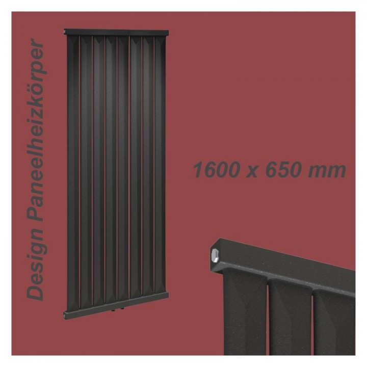 Paneelheizkörper 1600x650 Radfin-Diamond Anthrazit Mittelanschluss Paneelheizkörper 1600x650 Radfin-Diamond Anthrazit Mittelanschluss