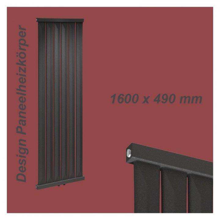 Paneelheizkörper 1600x490 Radfin-Diamond Anthrazit Seitenanschluss Paneelheizkörper 1600x490 Radfin-Diamond Anthrazit Seitenanschluss