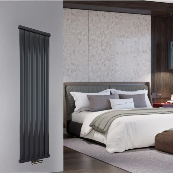 Paneelheizkörper 1600x490 Radfin-Diamond Anthrazit Seitenanschluss