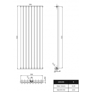 1600 x 536 mm Einlagig Mittelanschluss Paneelheizkörper NEU Ellipse Design