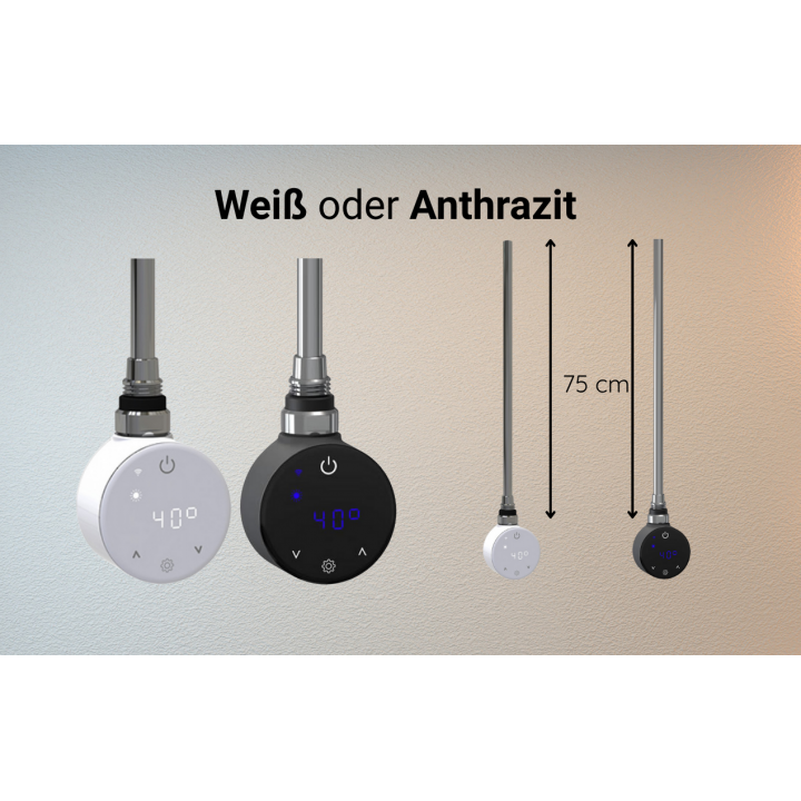 Heizpatrone für Badheizkörper mit App Steuerung elektrischer Heizstab für Handtuchheizkörper 300W-1200W Anthrazit Heizpatrone für Badheizkörper mit App Steuerung elektrischer Heizstab für Handtuchheizkörper 300W-1200W Anthrazit