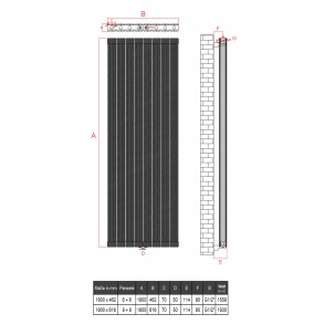 1800x462 Alu Doppellagig Paneelheizkörper Flach Aluminium Vertikal Wandheizkörper Weiß