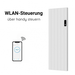 Flach Alu Vertikal Wand Elektroheizung mit Thermostat Effizient WLAN-fähig Konvektor Weiß Flach Alu Vertikal Wand Elektroheizung mit Thermostat Effizient WLAN-fähig Konvektor Weiß