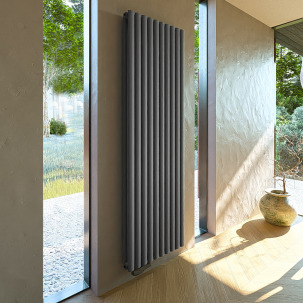 1800X590 Ellipse Doppellagig Anthrazit Versetzter Mittelanschluss Paneelheizkörper