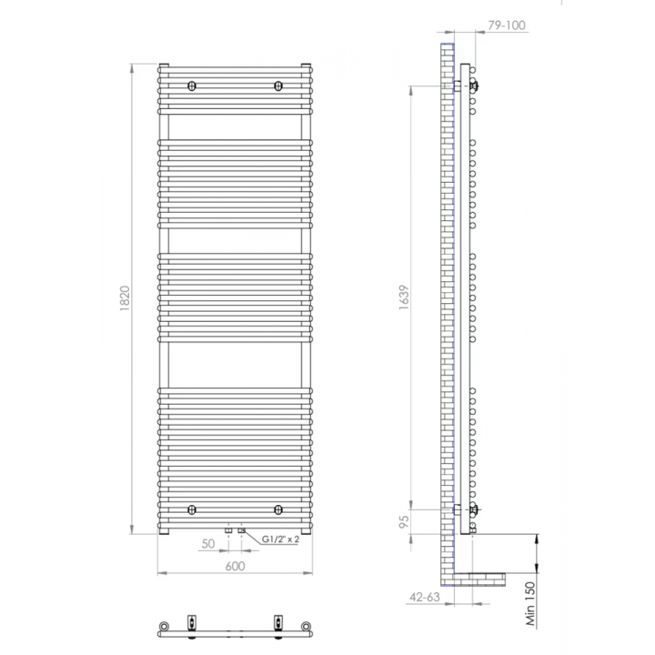 Design Badheizkörper Handtuchwärmer 1820 x 600 Weiß Design Badheizkörper Handtuchwärmer 1820 x 600 Weiß
