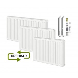 Universalheizkörper Flachheizkörper Typ22 Kompakt Ventilheizkörper 6 Anschlüsse + Zubehör