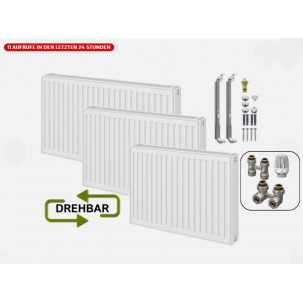 Universalheizkörper Typ33 Kompakt Ventilheizkörper 6 Anschlüsse + Zubehör