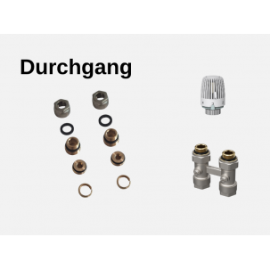 Hahnblock Set Durchgang Heizkörper Thermostatkopf Zweirohr Ventil Eurokonus 1/2 16mm