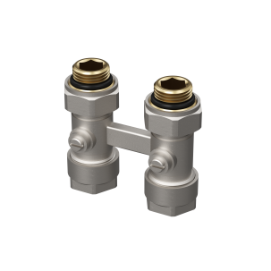 Hahnblock Set Durchgang Heizkörper Thermostatkopf Zweirohr Ventil Eurokonus 1/2 16mm