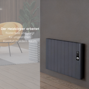 Flach Horizontal Wand Elektroheizung mit Thermostat Effizient WLAN-fähig Konvektor Anthrazit Flach Horizontal Wand Elektroheizung mit Thermostat Effizient WLAN-fähig Konvektor Anthrazit