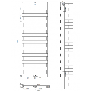Desing Alumiminium Vertikal Paneelheizkörper Mittelanschluss Weiß 1640x600