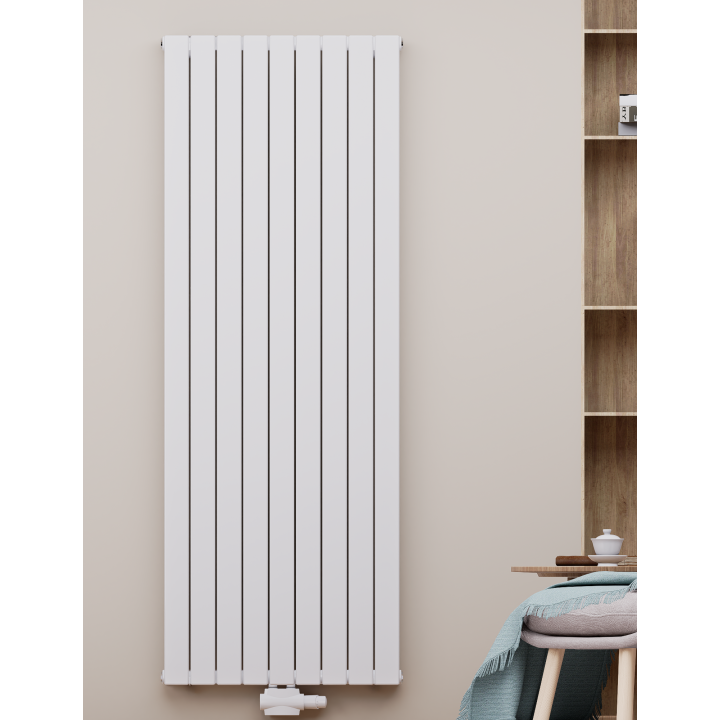 Design Flach Paneelheizkörper Doppellagig Mittelanschluss 1800x662 Weiß