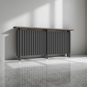 Trennwand Heizwand mit Ablage Paneelheizkörper Holzablage Standfuss Mittelanchluss 1700x780 mm Antrazit