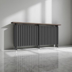 Trennwand Heizwand mit Ablage Paneelheizkörper Holzablage Standfuss Mittelanchluss 1700x780 mm Antrazit