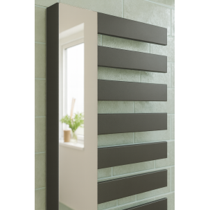Vertikal Handtuchwärmer mit Spiegel Einlagig Mittelanschluss Anthrazit 1610x600 mm Badheizkörper