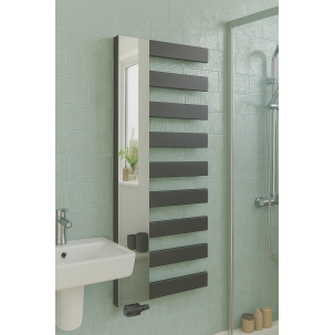 Vertikal Handtuchwärmer mit Spiegel Einlagig Mittelanschluss Anthrazit 1610x600 mm Badheizkörper