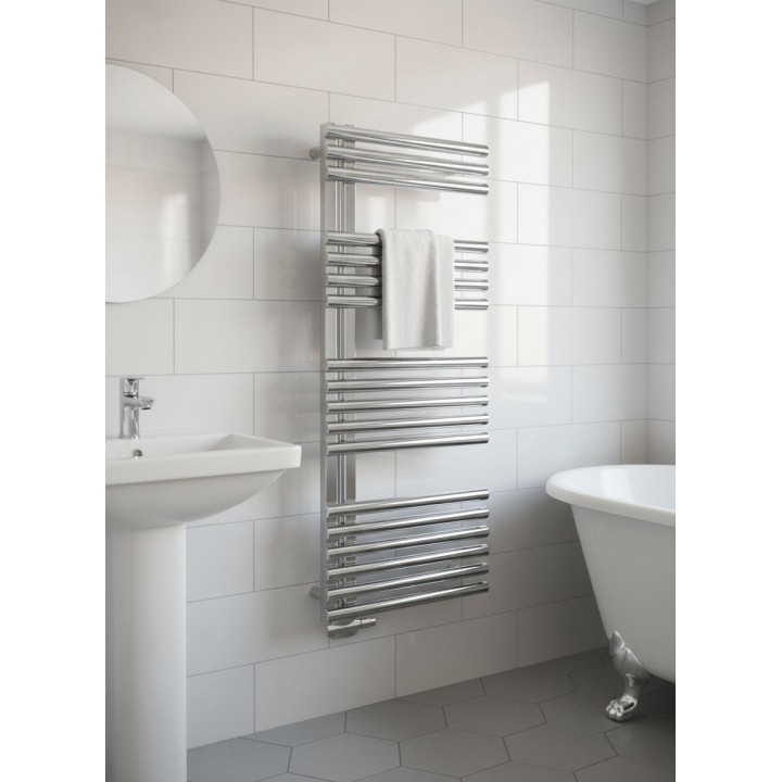 1200x500 Edelstahl Badheizkörper Design Heizkörper Chrom Handtuchwärmer Mittelanschluss