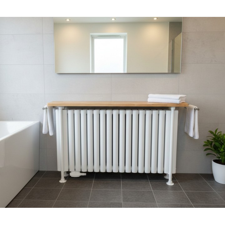 Trennwand Heizwand mit Ablage Paneelheizkörper Holzablage Standfuß Mittelanchluß Anthrazit